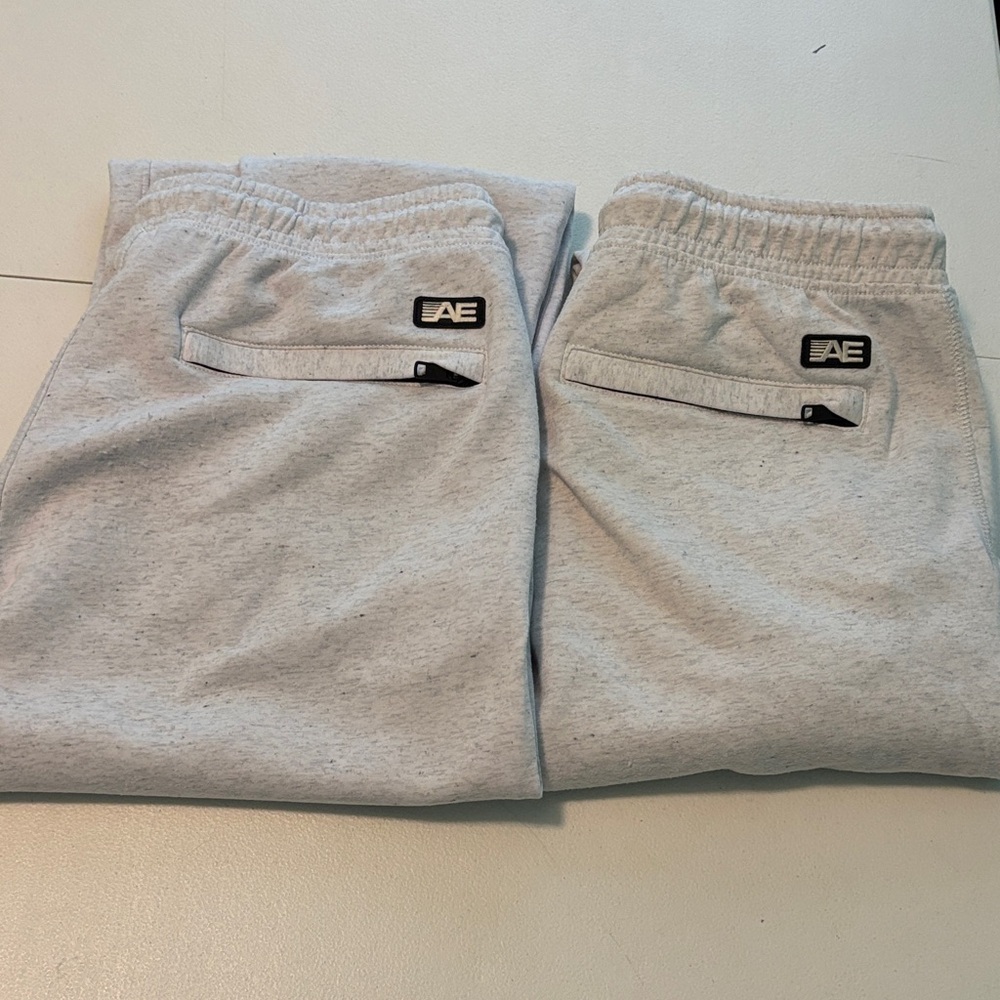 2 pair American Eagle Outfitters Light Gray Joggers w zipper pocket  size MT